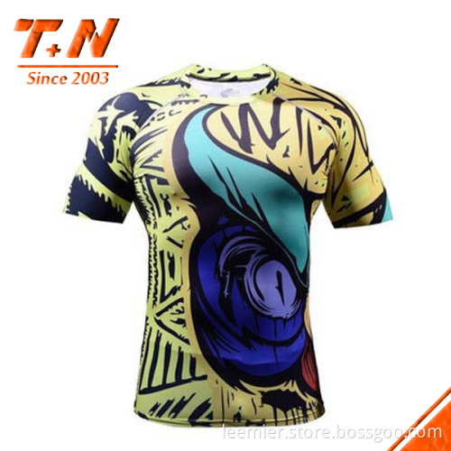 Custom Sublimation Printed Men Short Sleeve Rash Guard